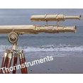 thumbnail image 2 of Vintage Solid Brass Brown Tripod Port Marine Navy Double Barrel Telescope, 2 of 2