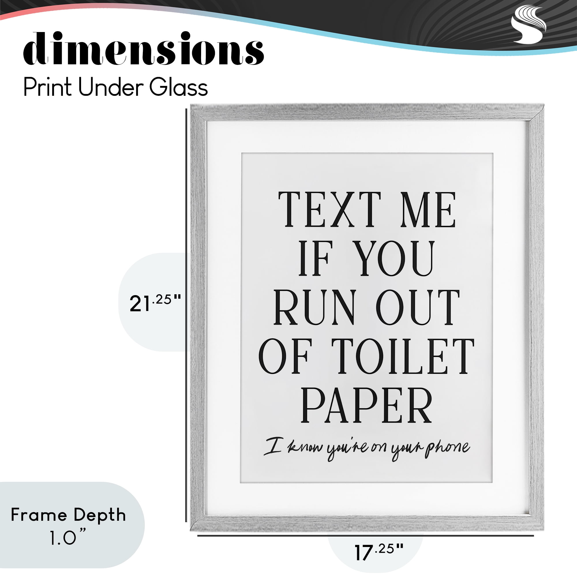 Stupell Industries Funny Bathroom Texting Gray Framed Print Under Glass, design by Lettered and Lined