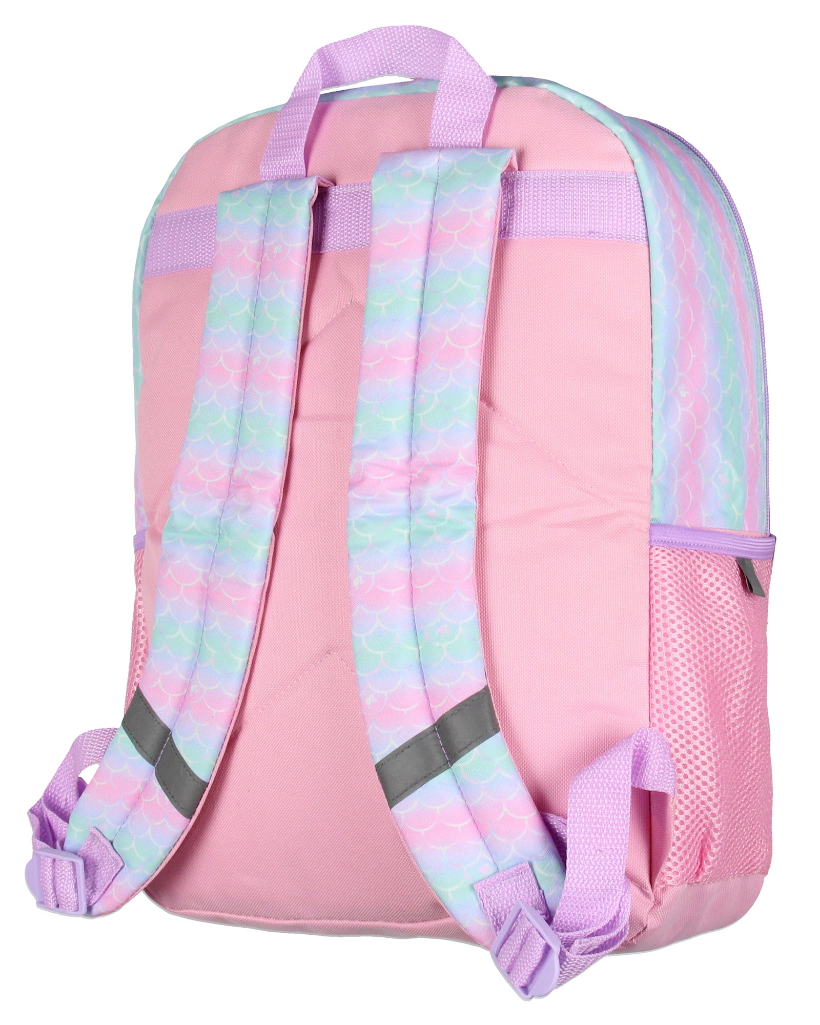 Barbie Mermaids 5-Piece 16" Girls Backpack School Lunch Bag Set with Gadget Case Carabiner and Rubber Zipper Dangle