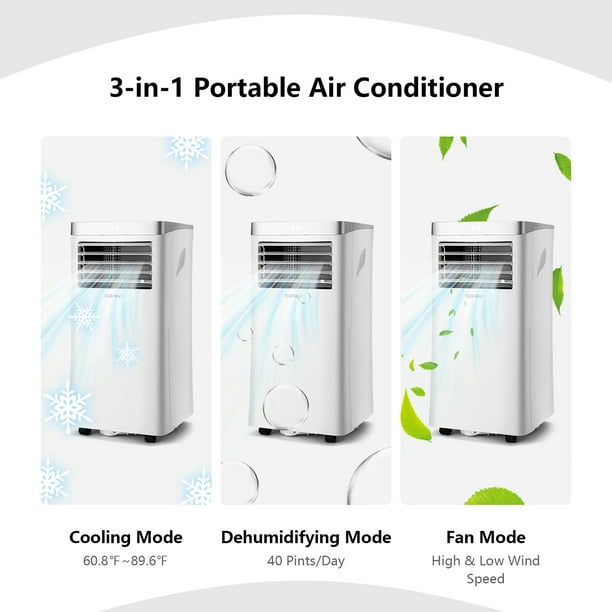 Costway 8000 BTU Portable Air Conditioner 3 in 1 Air Cooler with Remote Control