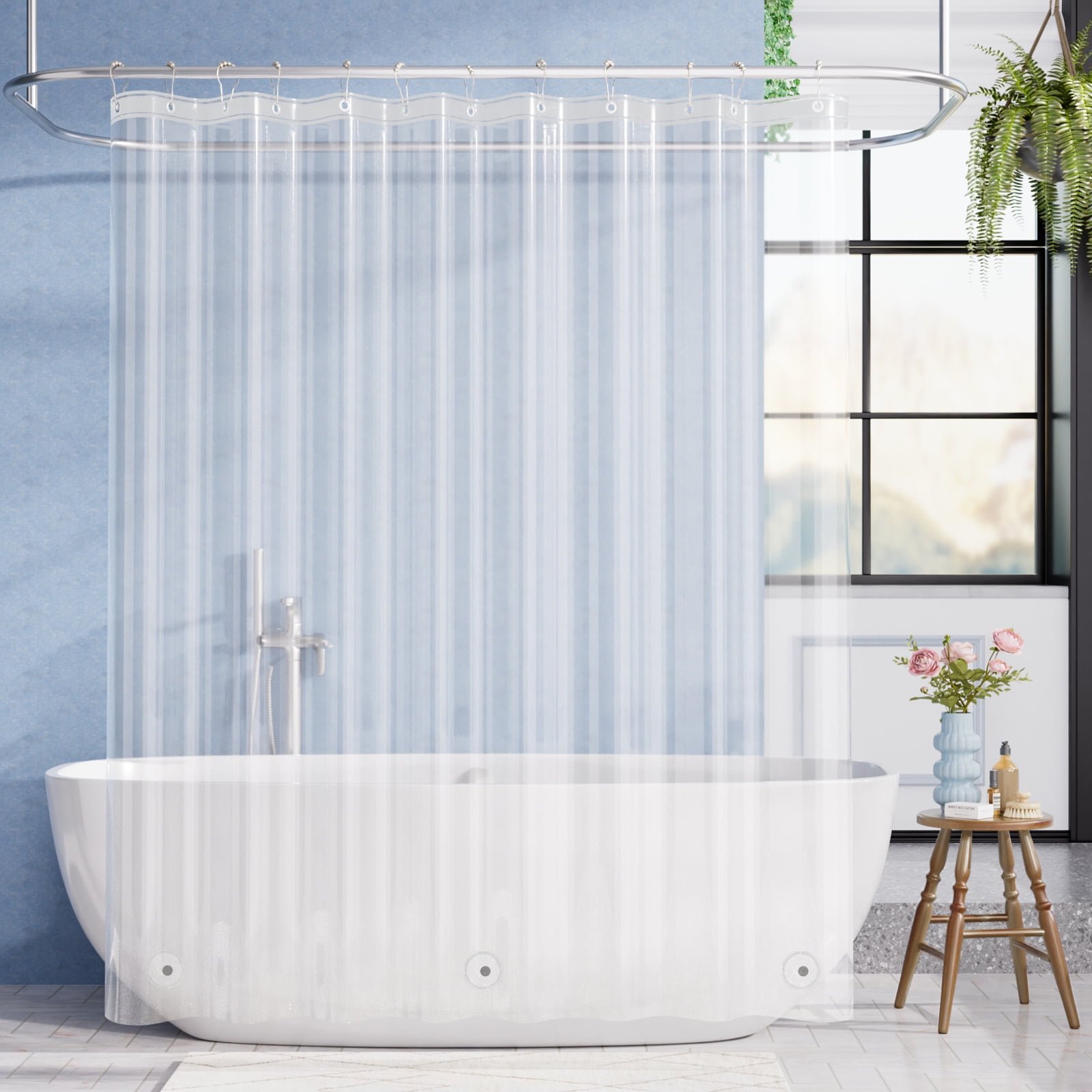 YISURE Hookless Clear Shower Curtain Liner - 36x84 Inches, PEVA Material, Magnetic Hem, No Hooks Needed