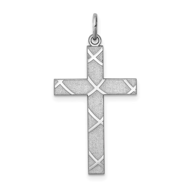 925 Sterling Silver Laser Designed Cross Shaped Pendant