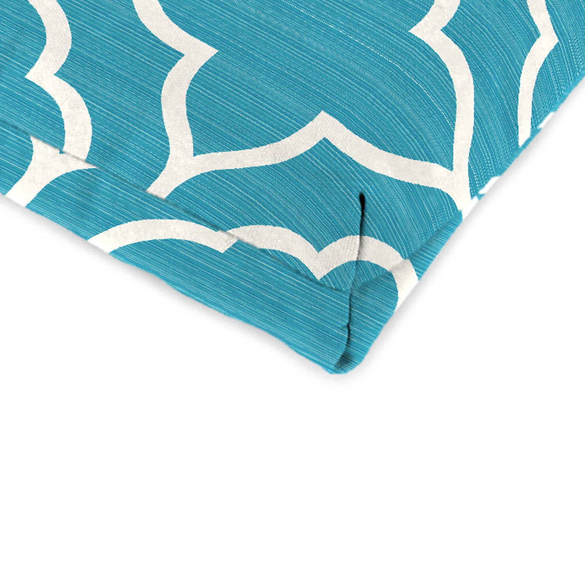 Jordan Manufacturing 44" x 22" Fandango Alaskan Blue Quatrefoil Rectangular Outdoor Chair Cushion with Ties and Hanger Loop