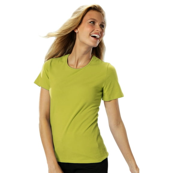 BlueGeneration Ladies Short Sleeve Jewel Neck - Kiwi Medium Solid