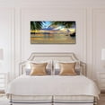 thumbnail image 4 of HFDF Canvas Wall Art Tropic Beach Sunset Palm Tree Leaves Large Nature Canvas Pictures Coast Landscape Canvas Artwork Seascape Ocean Contemporary Wall Art for Livg Room Wall Decor 14x11inch Framed, 4 of 6