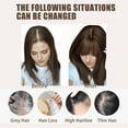 thumbnail image 4 of viviaBella Human Hair Topper with Bangs - Clip-In Solution for Thinning Hair, Dark Brown, 12 Inch Silk Base, 4 of 5