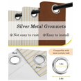 thumbnail image 6 of Boho Brown Leather Texture Blackout Curtains 45 Inches Long for Bedroom, Modern Yellow Striped Thermal Insulated Room Darkening Black Out Window Curtain Panels Grommet Drapes for Living Room, 6 of 8