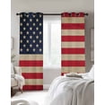 thumbnail image 4 of Red American Flag Kitchen Curtains Retro USA Flag Watercolor Cafe Short Curtains for Bathroom Blackout Window Curtain Grommet Small Window Treatment Tier Drapes for Bedroom Living Room 52"x45"x2, 4 of 9