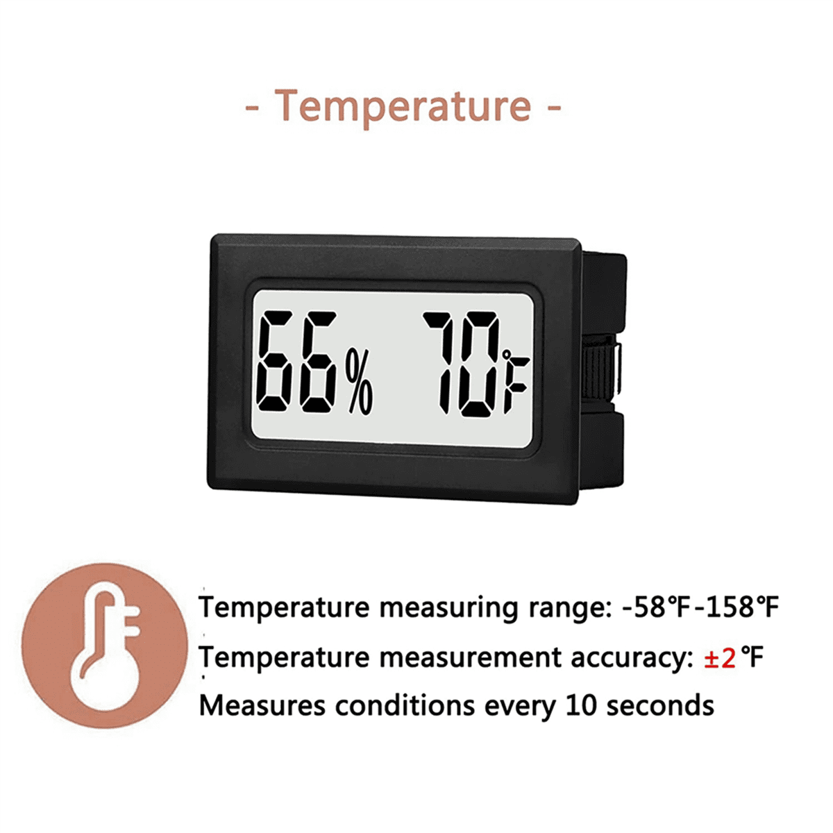 2X Mini Small Digital Hygrometer Thermometer Indoor with Temp Humidity Sensor Monitor Fahrenheit (℉) for Jars,Humidor,12 x thermometer,black