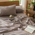 thumbnail image 5 of MooMee 100% Washed Cotton Duvet Cover Set Cal-King Linen Like Textured Breathable Lightweight 3-Piece (Mauve Brown, 104"x98"), 5 of 7