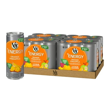(24 Cans) V8 +Energy Orange Pineapple, 8 Fl Oz (Best Smoothie For Energy)