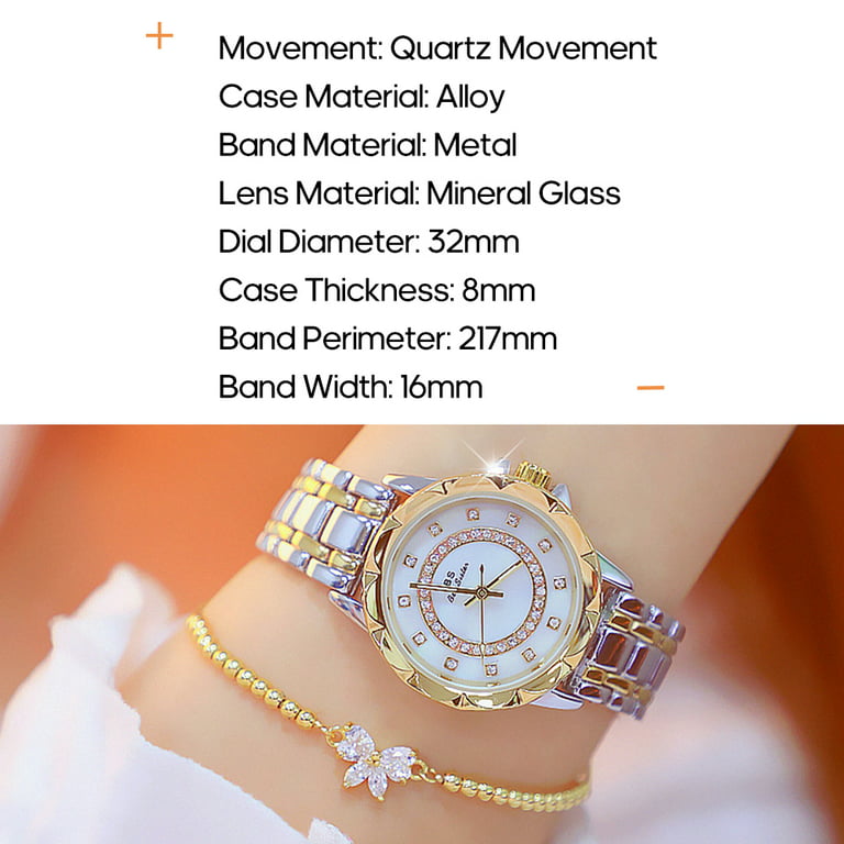 Women Fashion Watch Metal Case Band Analog Wrist Watch Glittering Diamond Quartz Watch, Women's, Size: One size, Gold