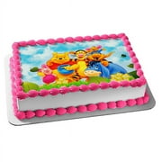 Winnie The Pooh & Characters Birthday Edible Image Cake Topper For Quarter Sheet Cake By TNCT