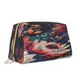 thumbnail image 2 of Picia Colorful Flower Peacock Print Leather Makeup Bag Make Up Bag Travel Toiletry Bag for Her Girlfriend Teacher Teen Girl Gifts, 2 of 8