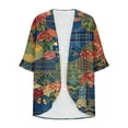 thumbnail image 4 of Mqqzkk 3/4 Sleeve Cardigans For Women Lightweight Cardigan Casual Soft Floral Printed Thin Cardigans with Pockets, 4 of 5