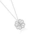 thumbnail image 4 of Collar de trébol de cuatro hojas de plata abierto convertible pequeño corazón colgante collar joyería oro blanco, 4 of 10