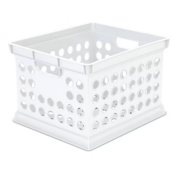 30.6L Room White Plastic Crate - Stackable Portable Storage with Handles