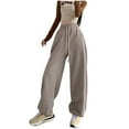 thumbnail image 2 of Women's Sweatpants Up to 35%!Women's Solid Color Sweatpants Loose Wide Leg Casual Sports Cotton Pants New Fashion Elastic Waist Fitness Jogging Pants Drawstring Sweatpants, 2 of 5