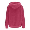 thumbnail image 7 of Miluxas Women's Plush Hooded Jacket Long Sleeve Full Zip Solid Outerwear Soft Warm Jacket with Side Pockets Hot Pink M(M), 7 of 7