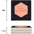thumbnail image 3 of FMSHPON Love Yo Self Set of 8 Coaster for Drinks, Absorbent Ceramic Stone Coasters Cup Mat with Cork Base for Home Kitchen Room Coffee Table Bar Decor, 3 of 4