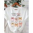 thumbnail image 2 of Women's Inspirational Bow Print T-Shirt - White Polyester, Casual Short Sleeve Crew Neck, Machine Washable, Perfect for Spring/Summer, 2 of 7