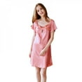 thumbnail image 1 of Dames d'Été Robe de Nuit Couleur Unie Grande Taille Service à Domicile Pyjamas à Manches Courtes Rouge XL, 1 of 3