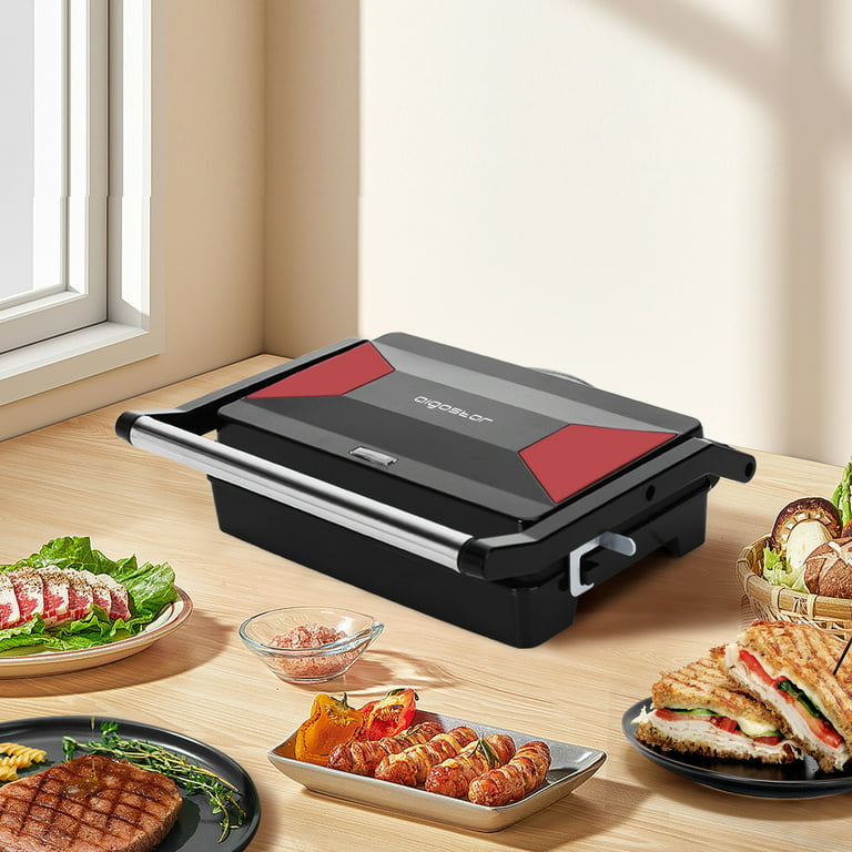 Panini Press Sandwich Maker, Aigostar 1000W Sandwich Press Grill with  Non-Stick Coated Plates, Indicator Light, Locking Lid, Cool Touch Handle,  Panini