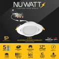 thumbnail image 2 of NUWATT 6 inch Gimbal LED Recessed Light Canless Wafer Lights, 5CCT 2700K/3000K/3500K/4000K/5000K, Dimmable, 1050LM, 12W, Ultra-Thin Angled Recessed Lighting Directional LED Downlight, ETL, 6 Pack, 2 of 10