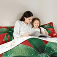 thumbnail image 5 of jejeloiu Green Bow Knot Queen Comforter Set Merry Xmas Snowflake Reindeer Microfiber Reversible Decor 3-Piece, 5 of 8