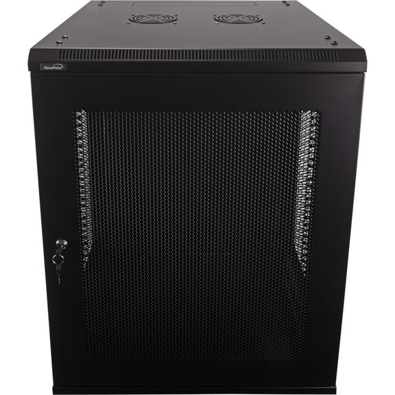 NavePoint 15U Server Rack Enclosure - 23.6” Deep, 15U Wall Mount Network Cabinet with Locking Perforated Door, 19” IT Equipment Compatible, 15U Network Rack, Removable Side Panels, Black