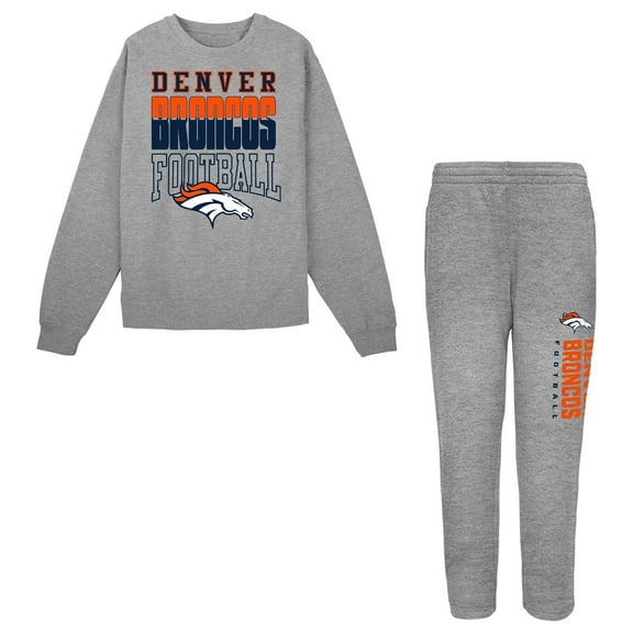 Toddler Outerstuff  Heather Gray Denver Broncos Crewneck Sweatshirt & Pants Set