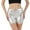 Silver, variant on Women's High Waisted Metallic Biker Shorts Stretch Shiny Party Club Pants