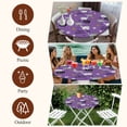 thumbnail image 7 of Purple Halloween Round Tablecloth, Fitted Table Cover with Elastic for 45"-54" Round Tables, Cat Bat Ghost Pumpkins Table Cloth Outdoor Indoor Dinning Party Waterproof Tablecloths, 7 of 7