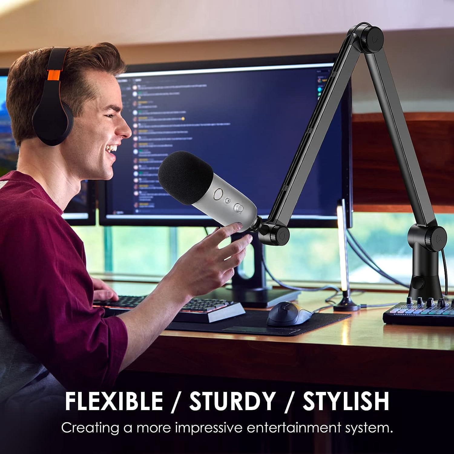 Yeti Microphone Stand - Premium Boom Arm for Blue Yeti, Heavy Duty Yeti Mic Arm and Cable Management, Great for Gaming and Streaming, 360° Rotatable Yeti Mic Stand by SUNMON
