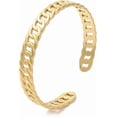 thumbnail image 3 of Real 18K Gold Plated Curb Chain Cuff Bangles Stainless Steel Open Jewelry Bracelet for Women Bridesmaids Gifts, 3 of 3