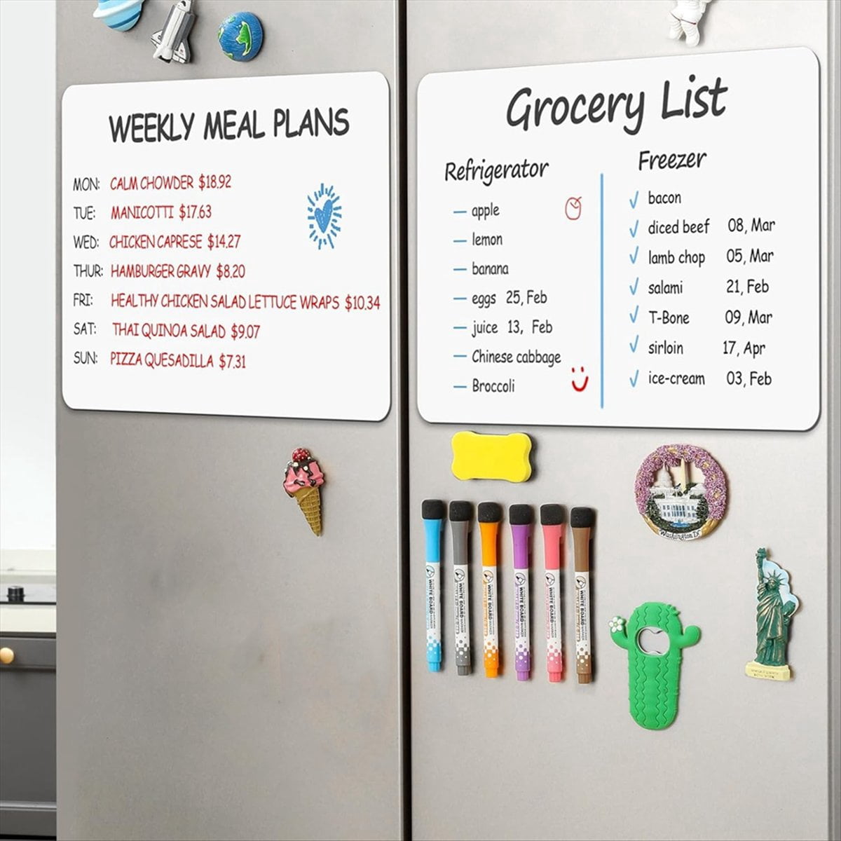4 PCS Magnetic Dry Erase White Board - Fridge, Wall Magnet Small Whiteboard Stain Technology, 12 X 8 Inches