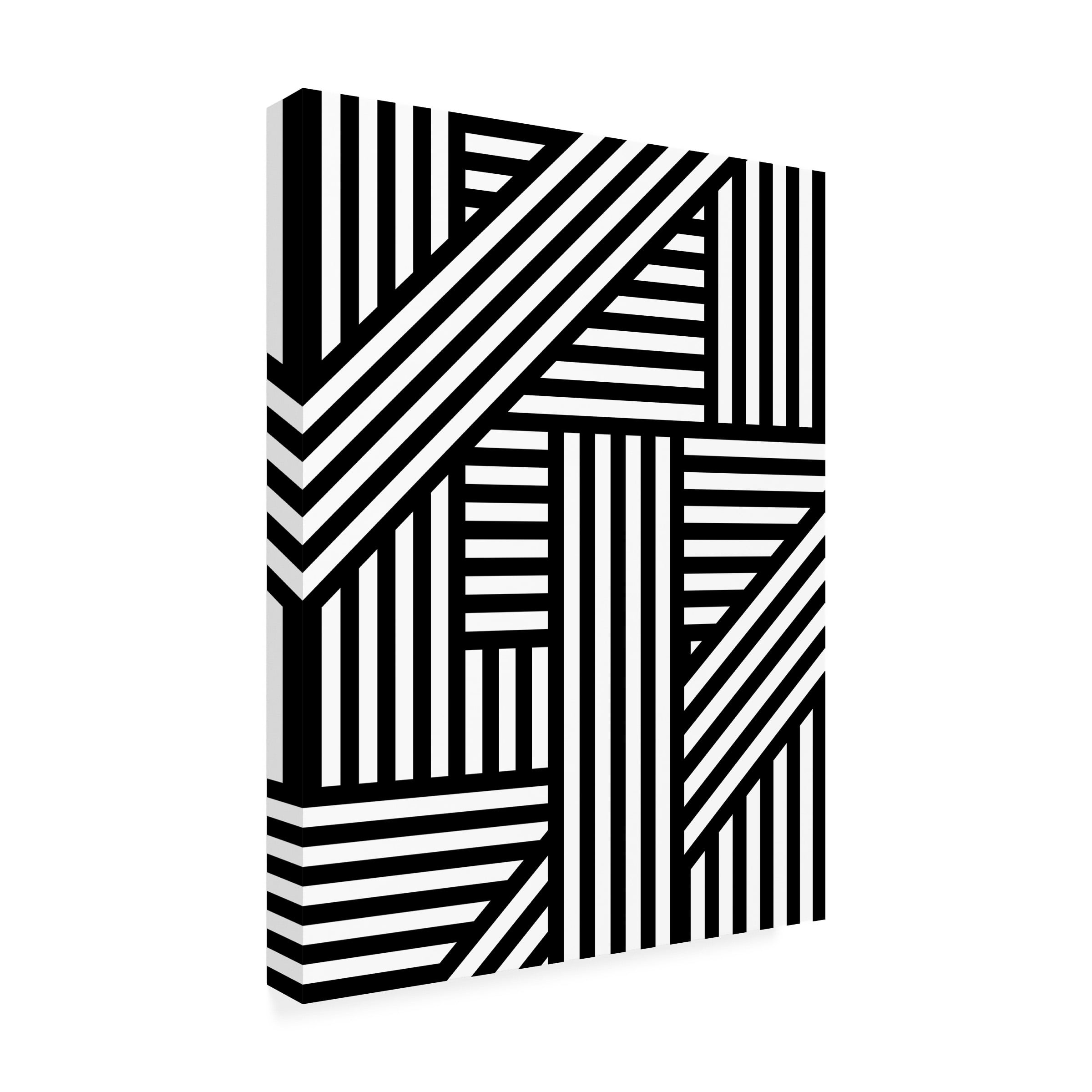 Canvas Wall Art - Tom Quartermaine 'Black and White Bold Modern Abstract Line Art 1' Wall Art for Living Room, Bedroom, or Office DÃ©cor by Trademark Fine Art - 24 x 32 Inches