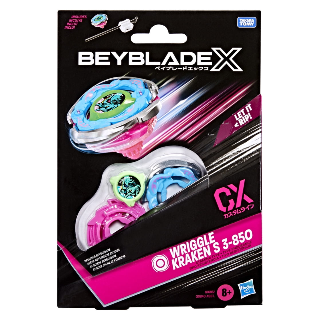 Beyblade X Wriggle Kraken S 3-85O CX Starter Pack Set with Stamina Battling Top & Launcher