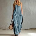 thumbnail image 2 of Wide Leg Jumpsuits For Women Zippered Round Neck Sleeveless Casual Jumpsuit Loose Trendy Wide Leg Baggy Overalls Summer Outfits with Pockets, 2 of 6