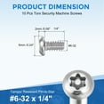 thumbnail image 2 of 10Pack #6-32 x 1/4" 304 Stainless Steel Torx Security Machine Screws, Silver, 2 of 6