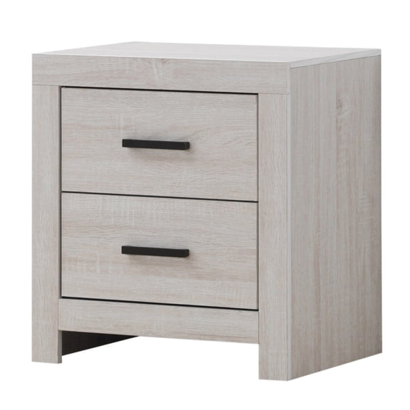 Nightstand with 2 Drawers and Metal Bar Pulls White - Saltoro Sherpi