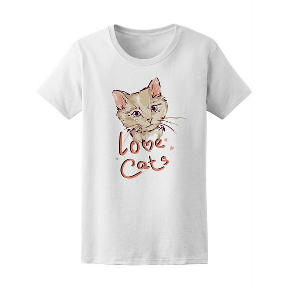 Love Cats Kitten Sketch T-Shirt Women -Image by Shutterstock, Female Small