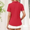 thumbnail image 3 of WULMLEO Womens Golf Polo Shirts Summer Short Sleeve 1/4 Zip Tops Moisture Wicking Casual Tennis Activewear with Pockets Red M, 3 of 3