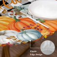 thumbnail image 3 of Orange Pumpkin Gnomes Fall Round Tablecloth, Fitted Table Cover with Elastic for 45"-54" Round Tables, Thanksgiving Leaf Black White Plaid Branches Table Cloth Dinning Party Waterproof Tablecloths, 3 of 7