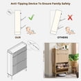 thumbnail image 6 of OKD Wooden Shoe Cabinet with 2 Flip Drawers & 1 Drawer, Fluted Tall Large Shoe Organizer for Entryway, Living Room, Hallway - Natural Oak, 6 of 6