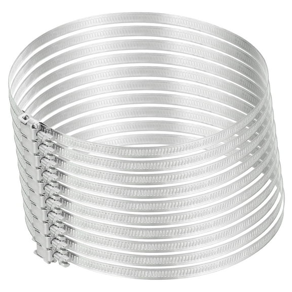 7 Inch 430 Stainless Steel Duct Clamps, 10 Pcs Adjustable Hose Clamps