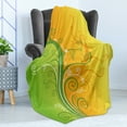 thumbnail image 4 of Modern Soft Flannel Fleece Throw Blanket, Floral Flower Swirls Leaves on the Branches Design Modern Print, Cozy Plush for Indoor and Outdoor Use, 60" x 80", Pale Green Marigold, by Ambesonne, 4 of 5
