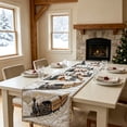 thumbnail image 4 of Christmas Train Polyester Quilted Table Runner, Winter Holiday Dining Table Decor, Festive Cabin Village Print Runner, Durable Wrinkle Resistant Fabric, Home Kitchen Decoration, 4 of 6