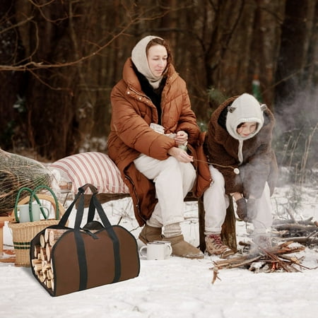 Firewood Carrier Bag &Handle Durable Stove Accessories Camping Wood Storage Bag