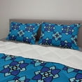 thumbnail image 2 of Abstract Comforter & Sham Bedding Set, Floral Repeating Motifs Ethnic Tile Inspired Folklore Ornament Print, 3 pcs Duvet Set Microfiber Filling Quilt, 5 Sizes, Sea Blue Cobalt Blue, by Ambesonne, 2 of 4